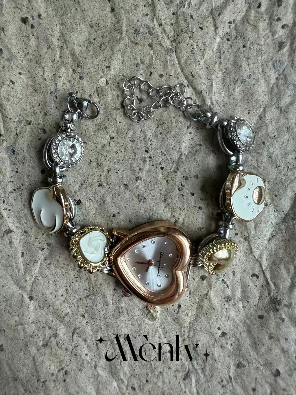 The Charm Hour — Vintage Heart Watch Bracelet