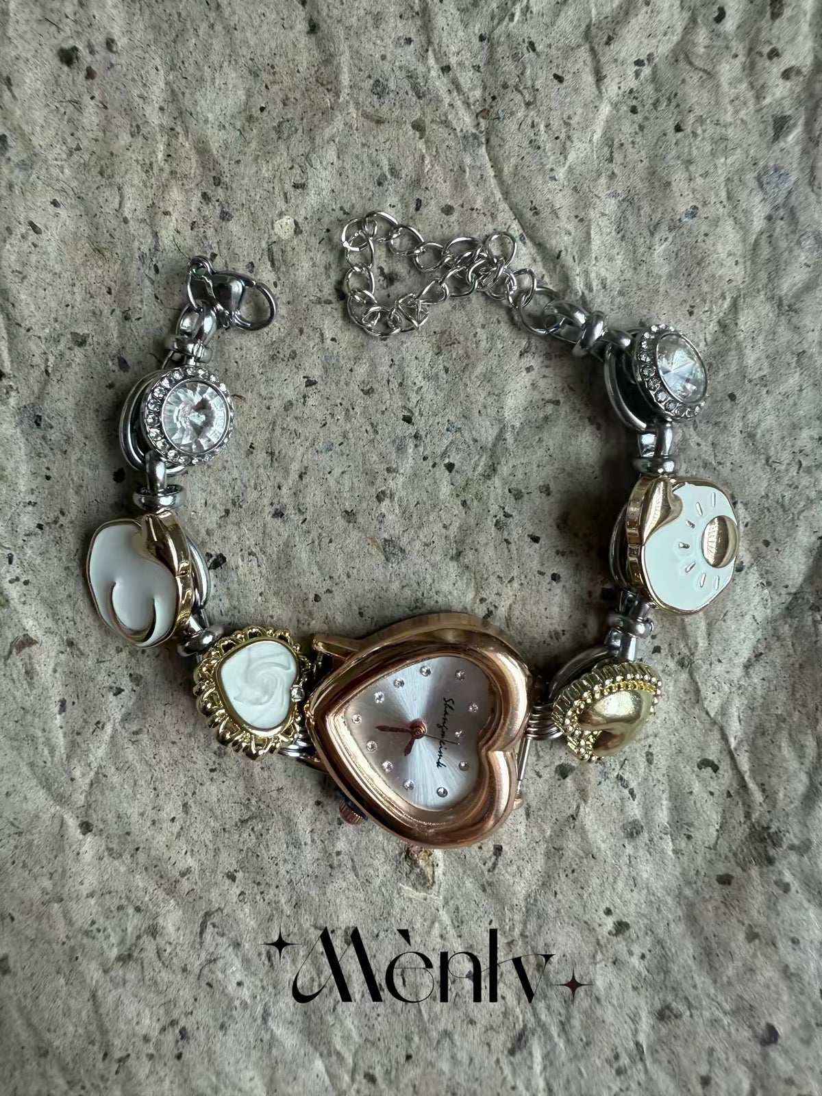 The Charm Hour — Vintage Heart Watch Bracelet
