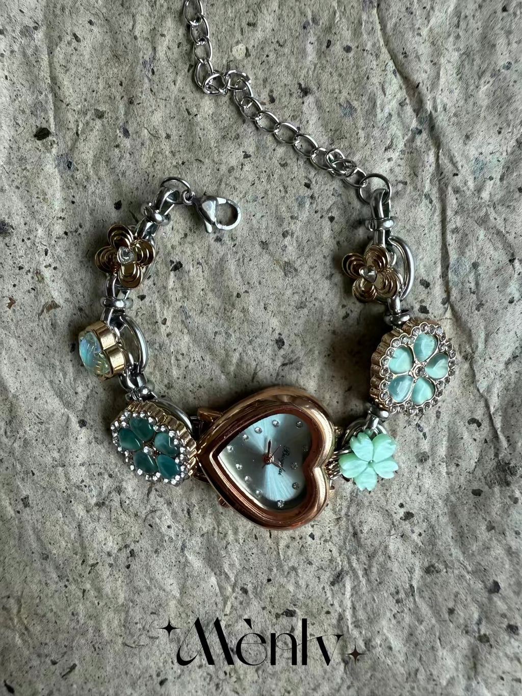 The Charm Hour — Vintage Heart Watch Bracelet