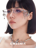 Oval Charm Sunglasses — Butterfly & Star Chain Detail