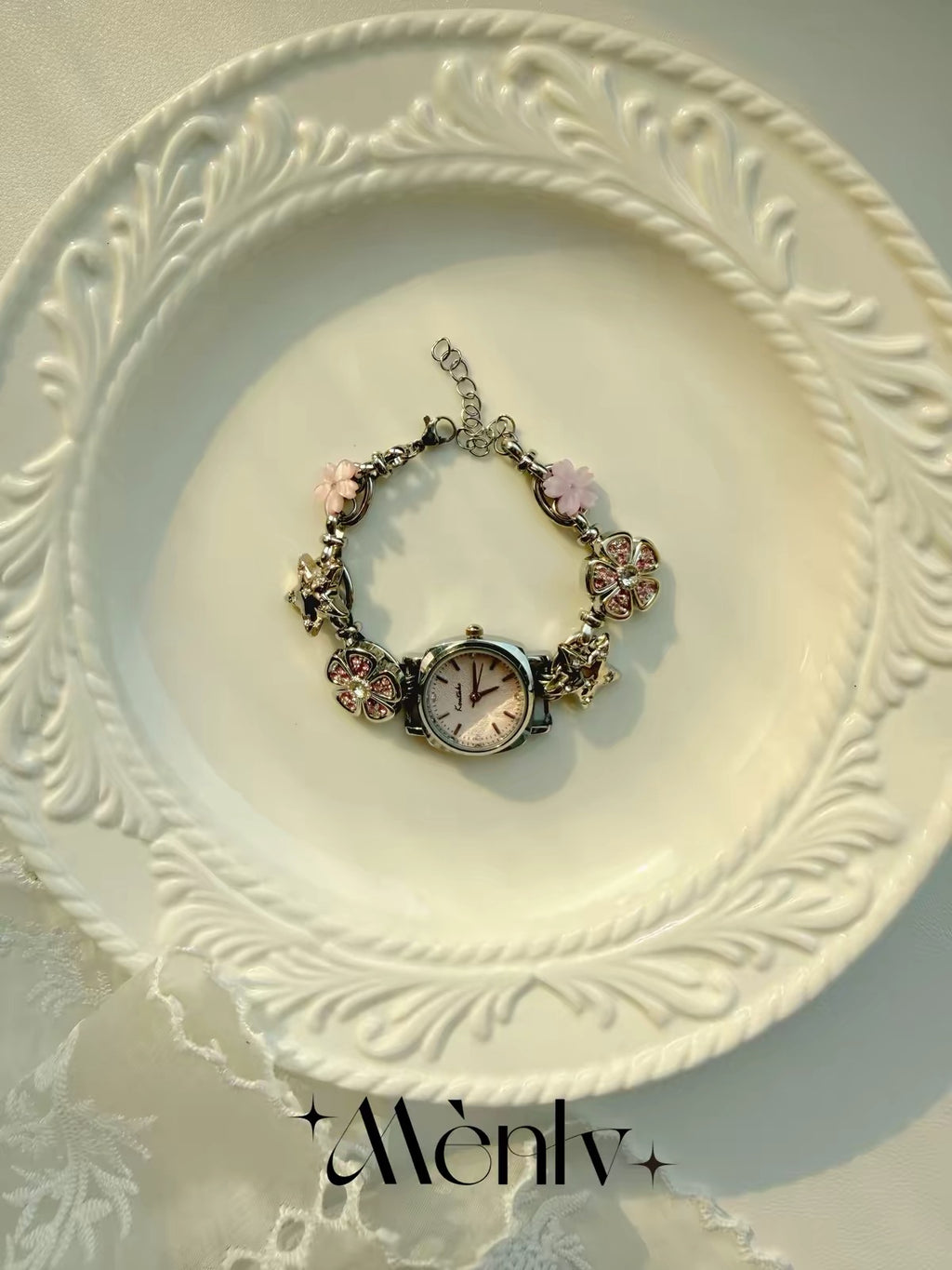 Handmade Beaded Watch – Vintage Clock Face