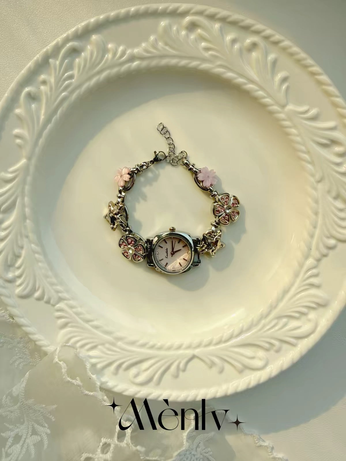 Handmade Beaded Watch – Vintage Clock Face
