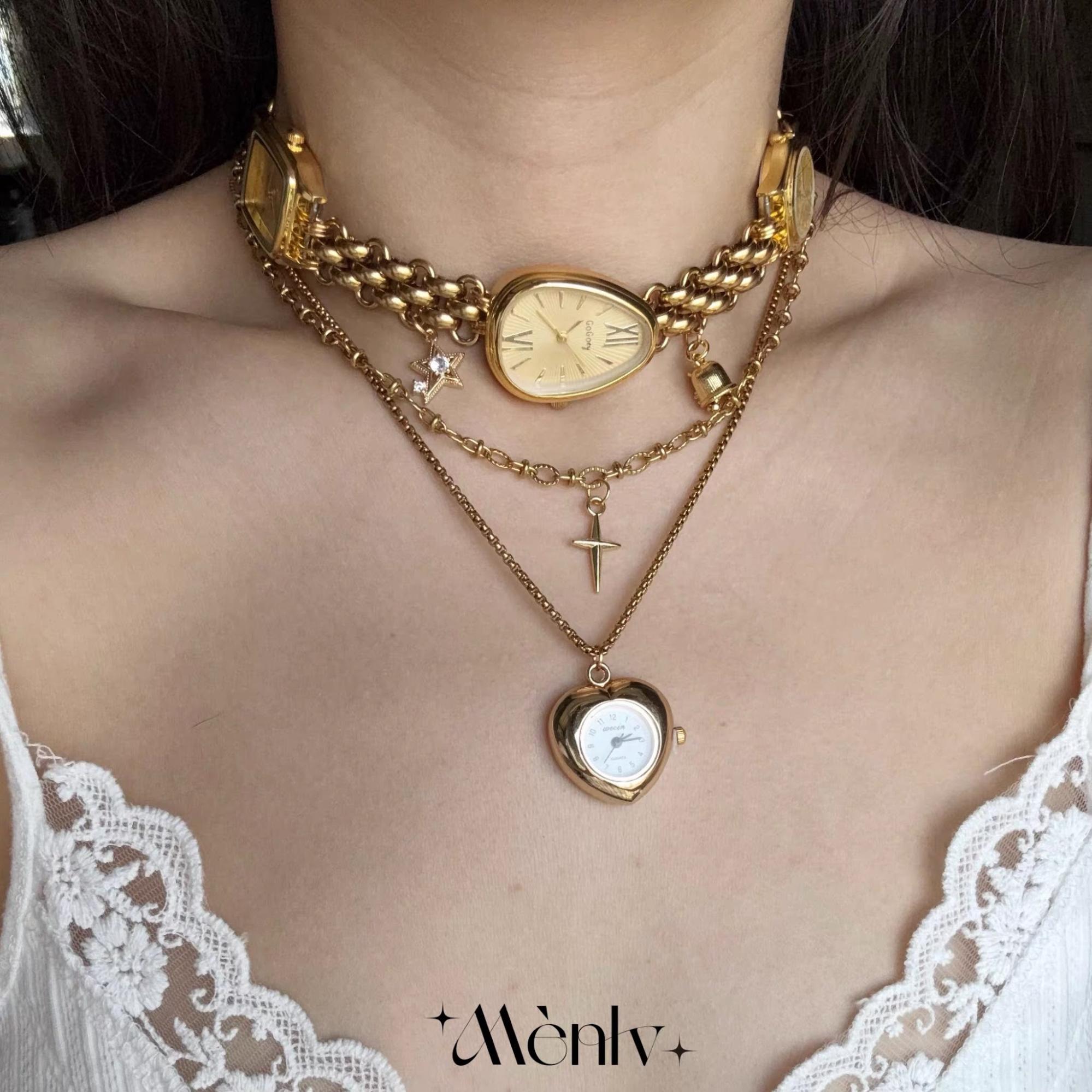 Vintage Layered Watch Face Necklace