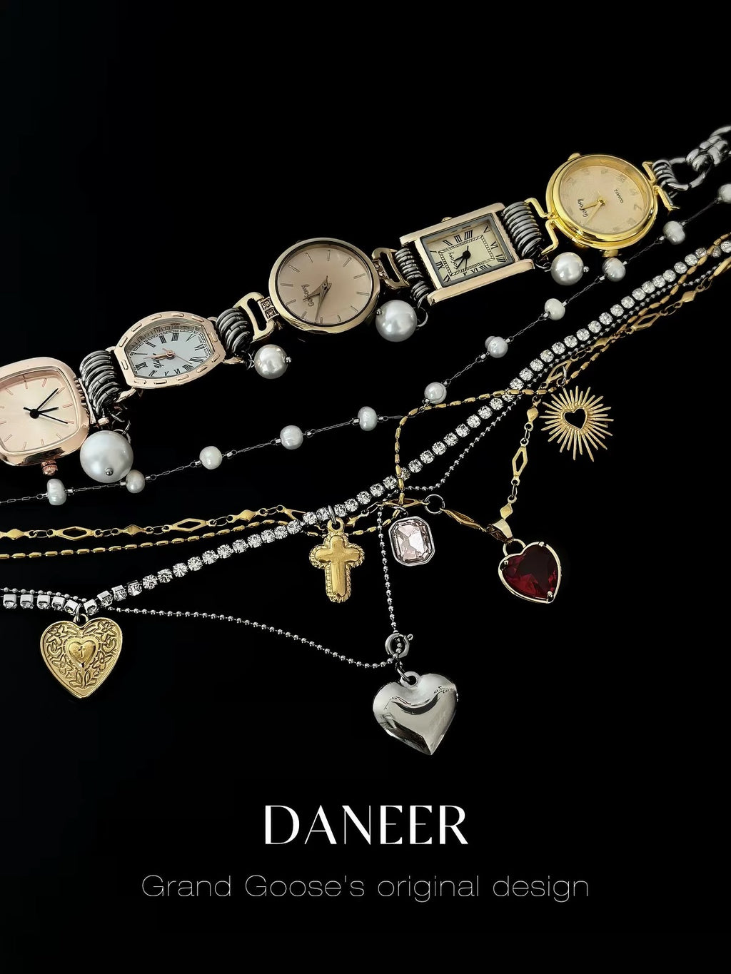 The Sacred Hour — Multi-Watch Choker & Layered Charm Chains