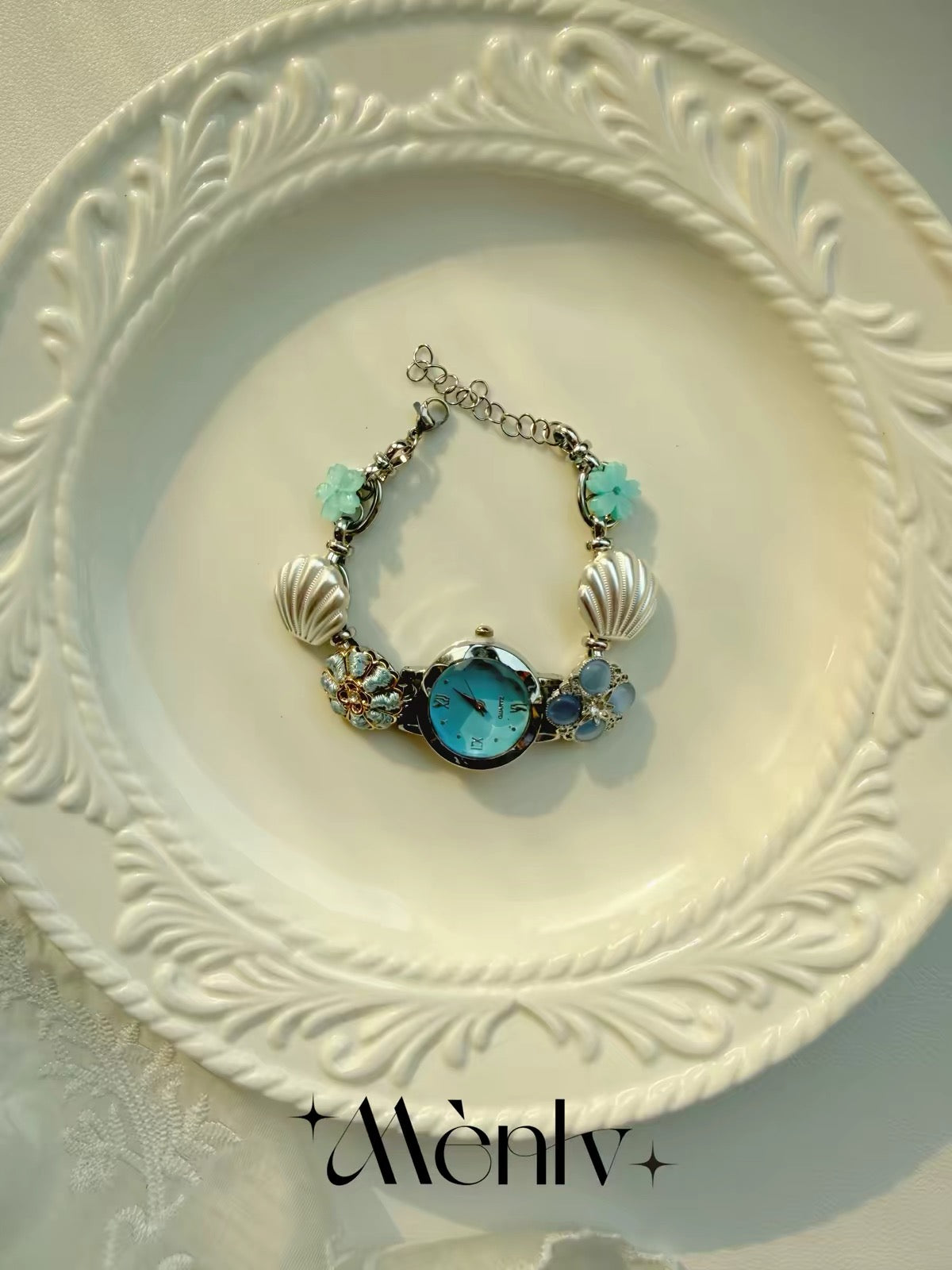 Handmade Beaded Watch – Vintage Clock Face