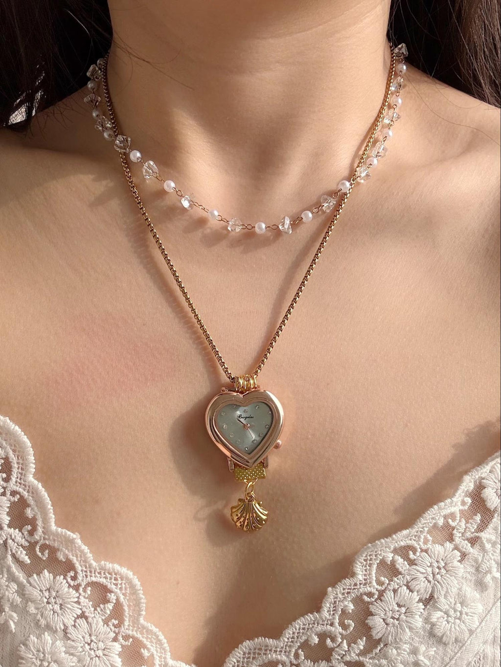 The Pearl Hour — Heart Watch Choker & Pendant Set