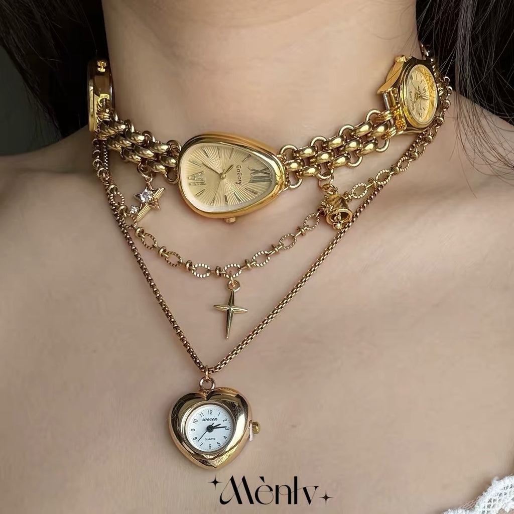 Vintage Layered Watch Face Necklace