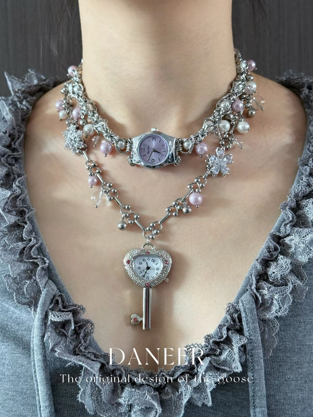 The Key Hour — Watch Choker & Heart Key Pendant Set
