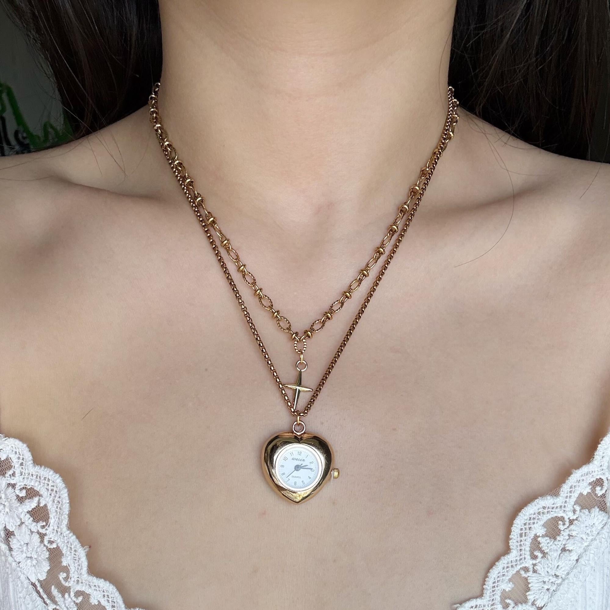 Vintage Layered Watch Face Necklace