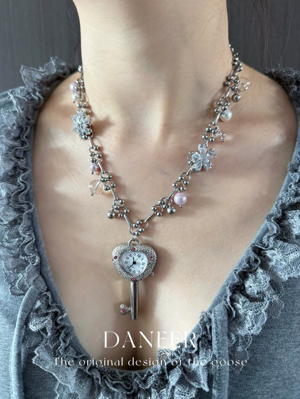 The Key Hour — Watch Choker & Heart Key Pendant Set