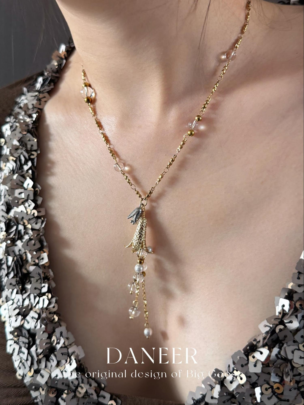 The Lily Hour — Gold Watch Choker & Lily of the Valley Pendant