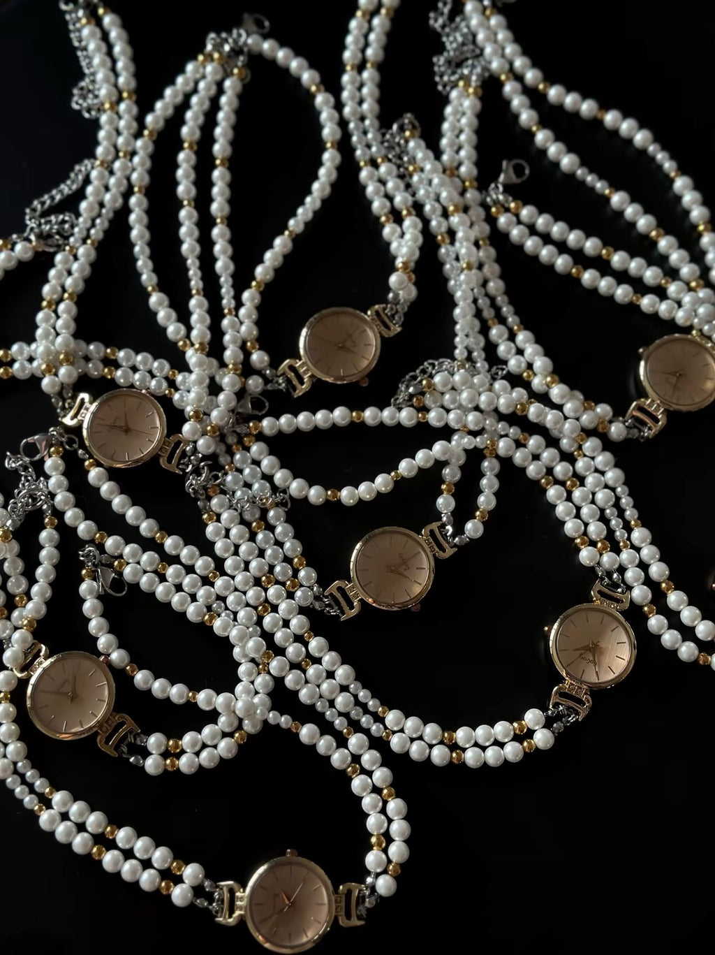 The Rosary Hour — Pearl Watch Choker & Cross Necklace
