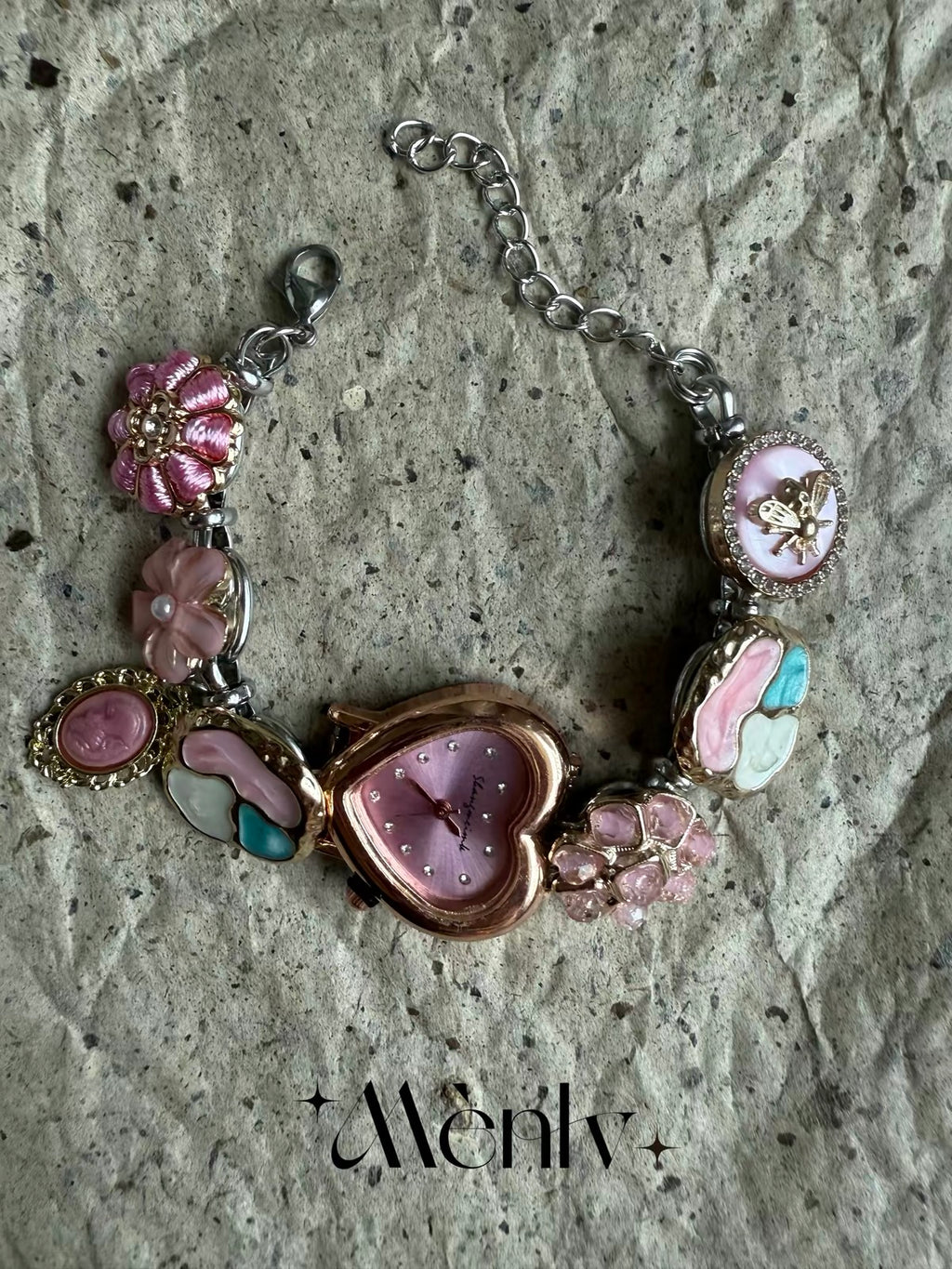The Charm Hour — Vintage Heart Watch Bracelet