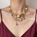 The Draped Hour — Gold Watch Choker with Pearl Swags