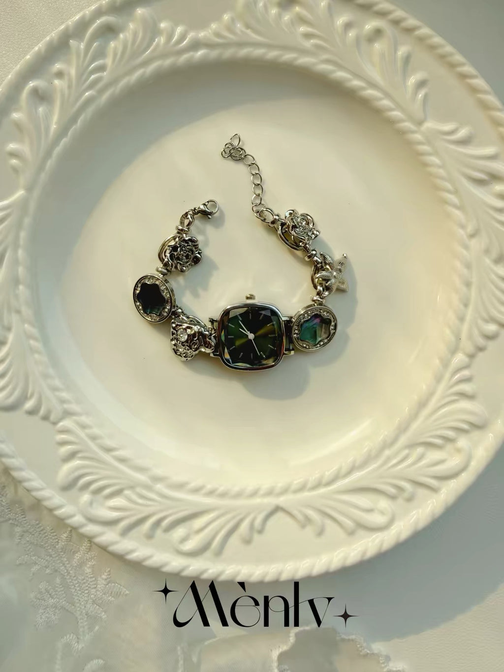 Handmade Beaded Watch – Vintage Clock Face