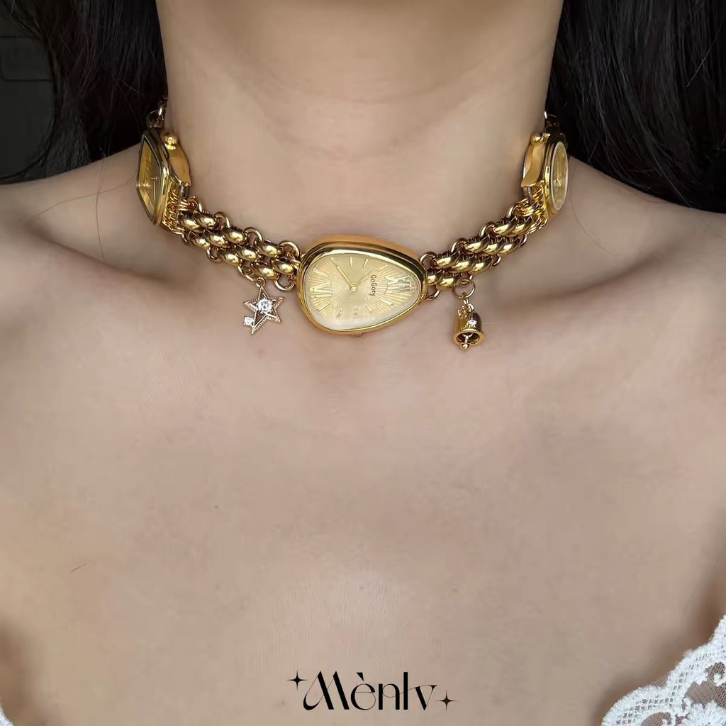 Vintage Layered Watch Face Necklace